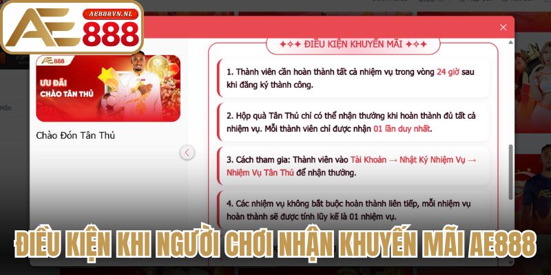 Điều kiện khi người chơi nhận khuyến mãi AE888