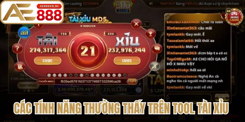 Các tính năng thường thấy trên tool tài xỉu 